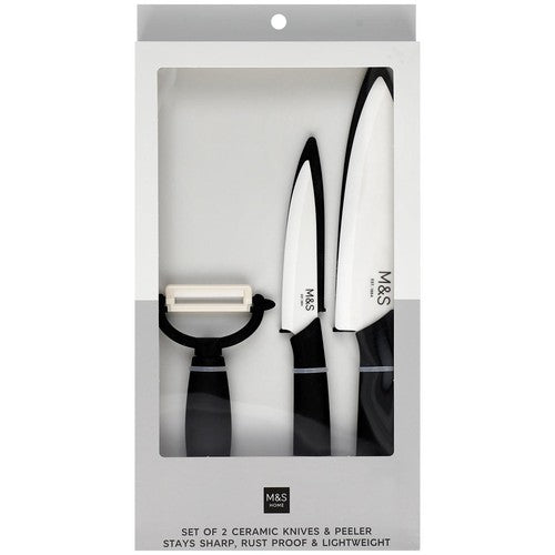 M&S ceramic knife set with peeler, imported from the UK