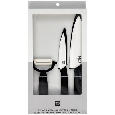 M&S M&S Ceramic Kitchen Knife Set with Peeler- Buy online at McGrocer
