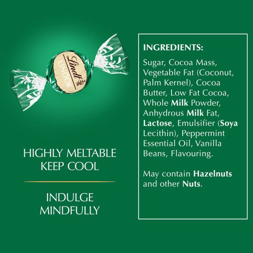 Lindt LINDOR dark mint chocolate truffles 200g, UK version