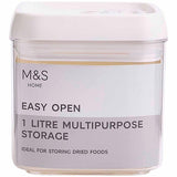 M&S 1L Square Flip-TightKitchen Storage, White Mix