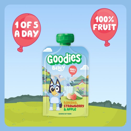 Goodies Bluey kids smoothie Banana Strawberry Apple 4x100g, UK version