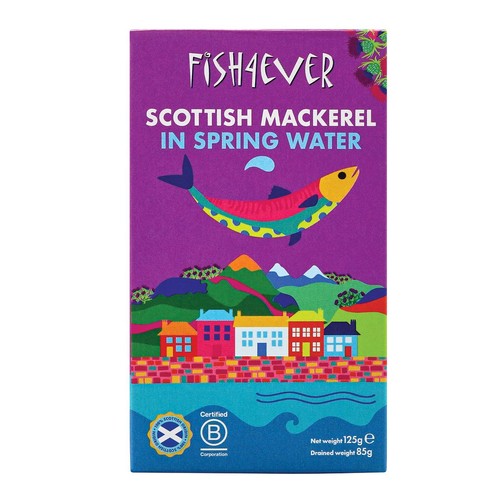 Fish 4 Ever canned mackerel in spring water 125g - British product