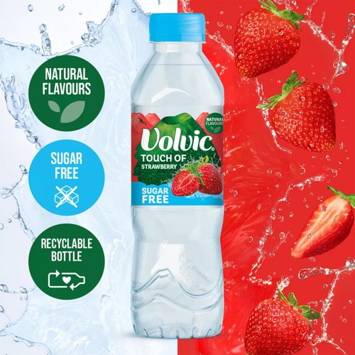 Volvic strawberry flavoured water 6 x 500ml multipack (British brand)