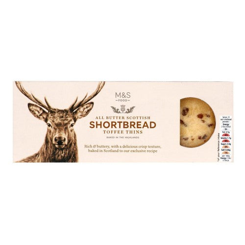 M&S toffee shortbread thins 180g, imported from the UK