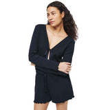 M&S Rib Pointelle Lounge Shortie Set, XL, Navy