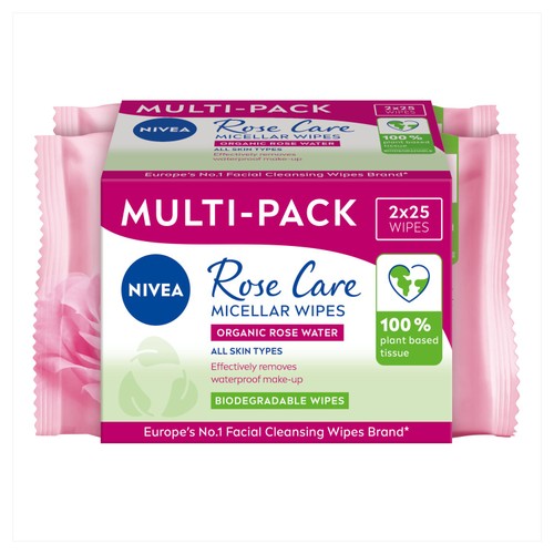 Nivea Rose Care Micellar Face Wipes 50 wipes, imported from the UK