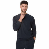 M&S Mens Pure Cotton Waffle Sweatshirt, S, Navy