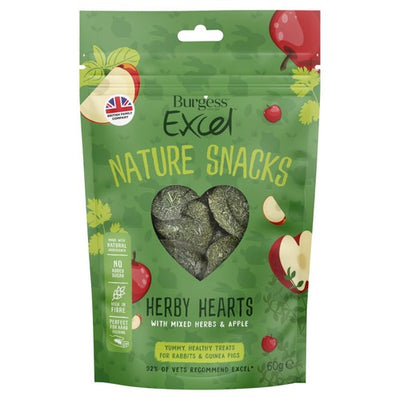 M&S Burgess Excel Herby Hearts Rabbit and Guinea Pig Treats 60g- Buy online at McGrocer