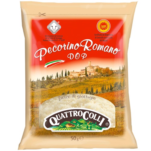 Quattro Colli Pecorino Romano grated cheese 50g, imported from the UK
