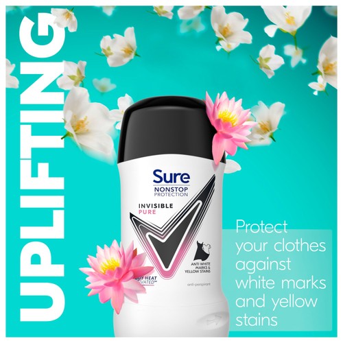 Sure Women Antiperspirant Deodorant Stick Nonstop Invisible Pure 50ml (British brand)