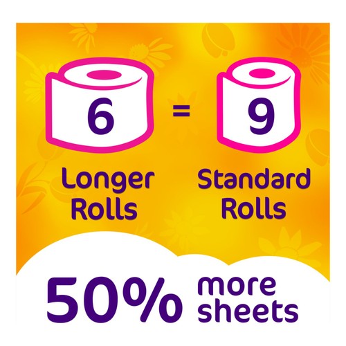 Cushelle Quilted Sunshine Daisy Toilet Roll, 50% More Sheets