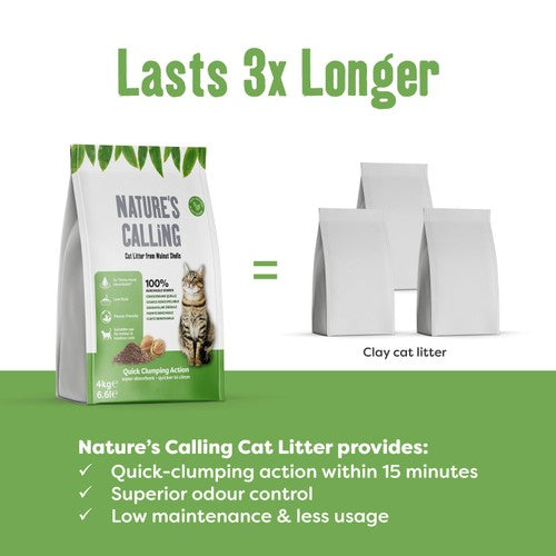 Nature's Calling 100% Biodegradable Cat Litter 4kg, imported from the UK