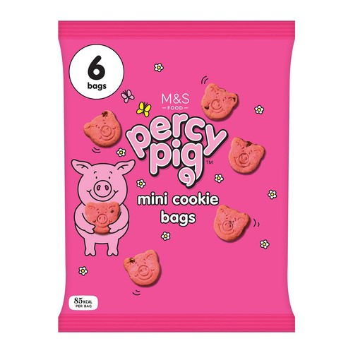 M&S Percy Pig strawberry jelly biscuits 6 x 18g bags, imported from the UK