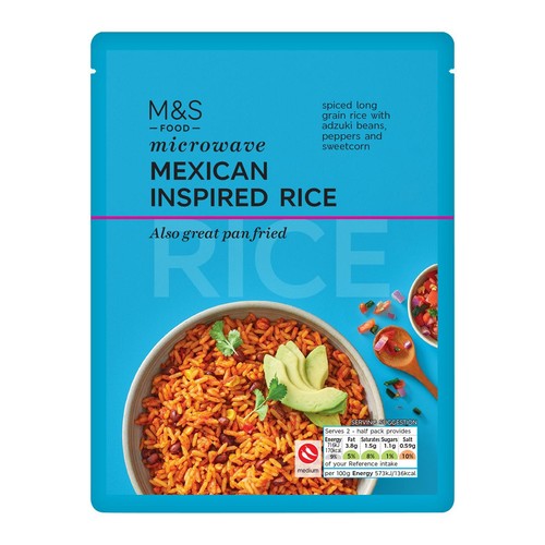 M&S Mexican Rice pouch with beans and peppers, imported from the UK