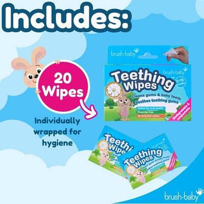 Baby Teething Wipes with Camomile - Pack of 20 Individually Wrapped Wipes