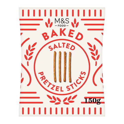 M&S salted pretzel sticks 150g, imported from the UK