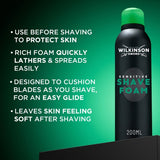 Wilkinson Sword sensitive shave foam for men 200ml (British brand)