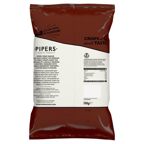 Pipers Longhorn Beef flavour sharing crisps 150g, imported from the UK