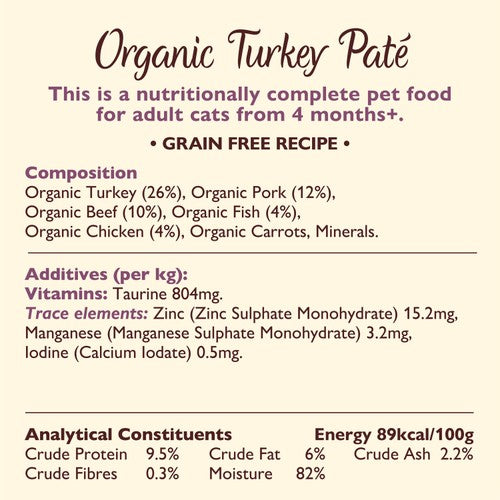 Lily's Kitchen organic cat food pate multipack mixed flavour 8 x 85g, UK version