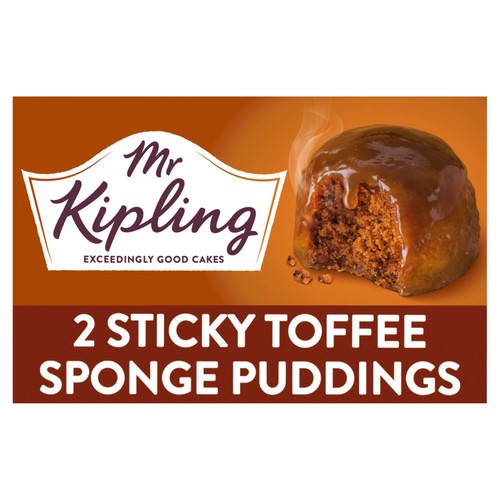 Mr Kipling sticky toffee sponge pudding 2 pack, imported from the UK