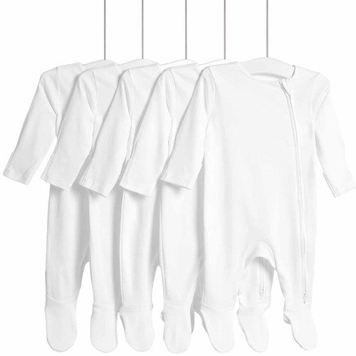 M&S Core Zip Footed Sleepsuit, 12-18 Months, White