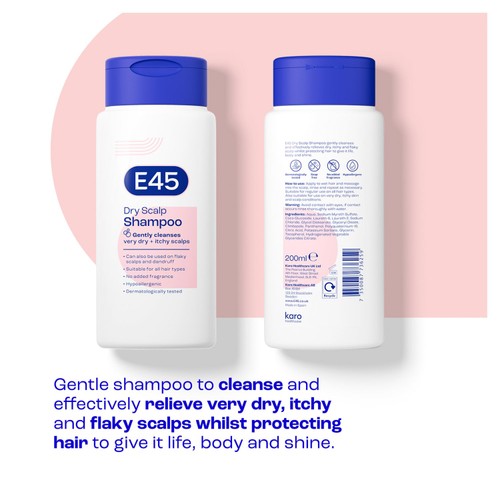 E45 anti-dandruff shampoo for itchy dry scalp 200ml - British product