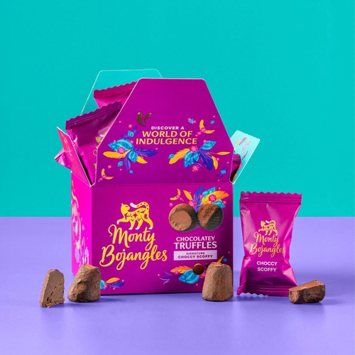 Monty Bojangles cocoa dusted chocolate truffles box with 14 pieces, imported from the UK