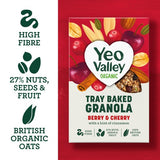 Yeo Valley berry & cherry granola cereal 360g, imported from the UK