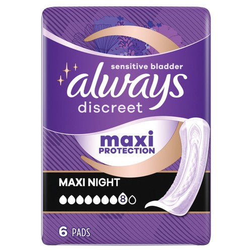 Always Discreet Ultimate Night Incontinence Pads 6 pack - British product
