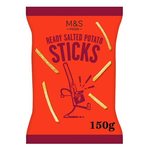 M&S ready salted potato sticks 150g, imported from the UK