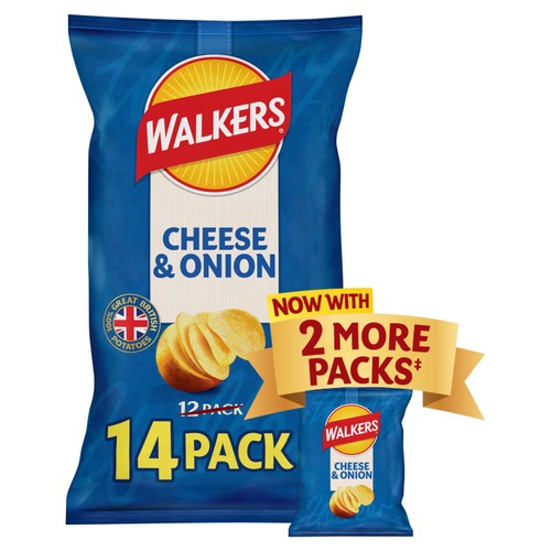 Walkers Cheese & Onion crisps 12x25g multipack (British brand)