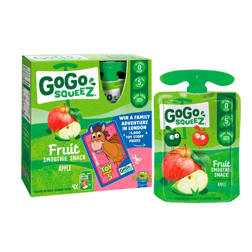 GoGo squeeZ apple fruit smoothie snack 4 x 90g, UK version