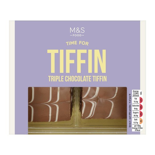 M&S Triple Chocolate Tiffin 4 x 55g, imported from the UK