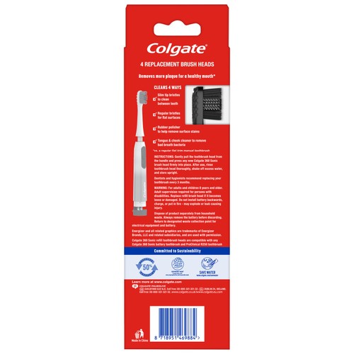 Colgate Charcoal Soft toothbrush heads pack of 4 - British product