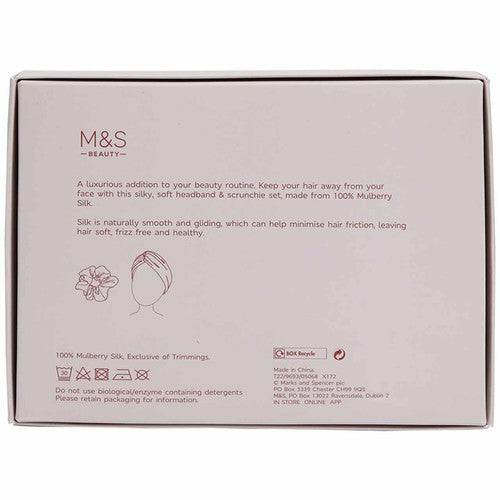 M&S Silk Headband and Scrunchie Set Pink, imported from the UK