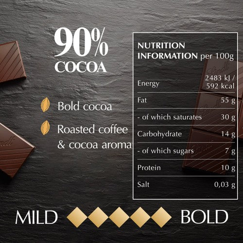 Lindt Excellence Intense Dark 90% Cocoa chocolate bar 100g, UK version