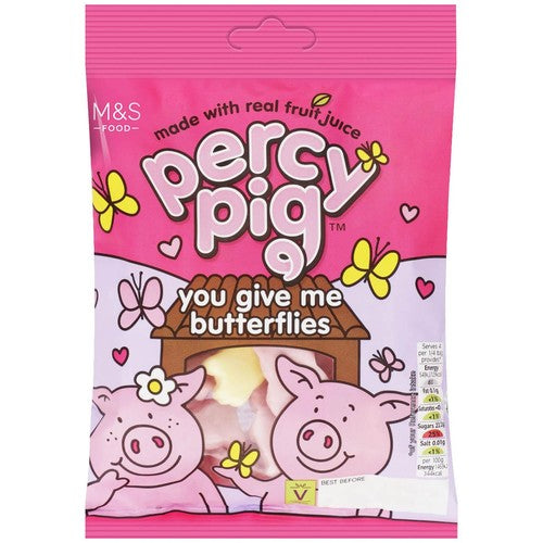 M&S Percy Pig You Give Me Butterflies fruit gums 150g, imported from the UK
