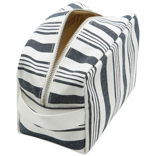 M&S striped canvas washbag navy mix one size, imported from the UK