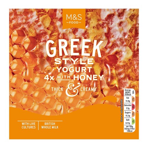 M&S Greek yogurt with honey 4x140g, imported from the UK