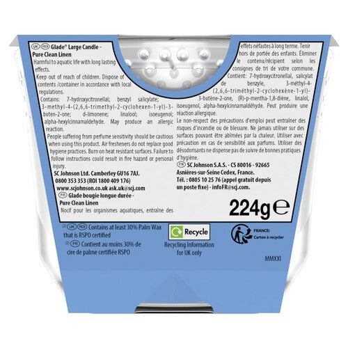 Glade Large Scented Candle, Clean Linen