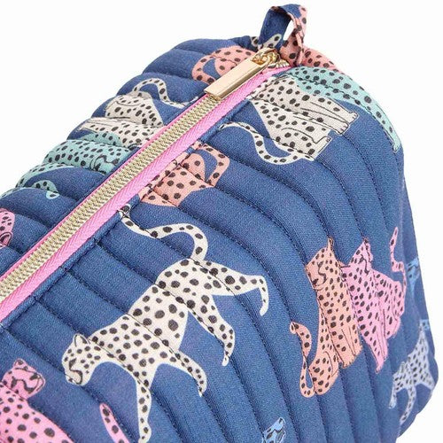 M&S women's large quilted wash bag in leopard print, one size, imported from the UK