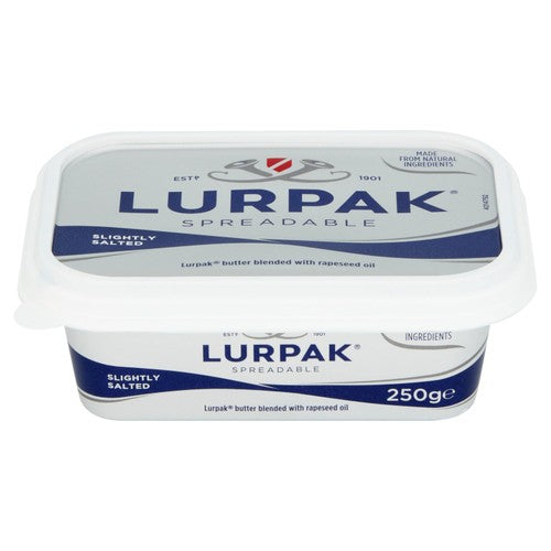 Lurpak Spreadable Butter Slightly Salted 250g, imported from the UK