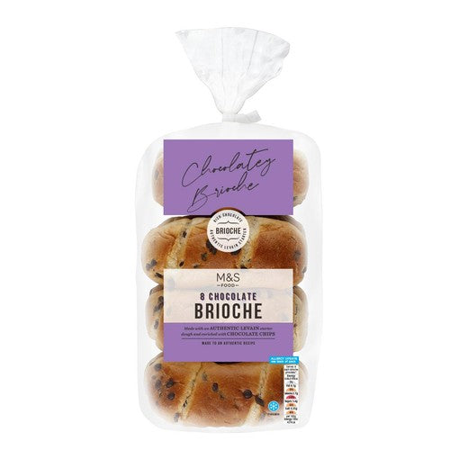 M&S chocolate chip brioche rolls 8 pack, imported from the UK
