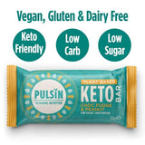 Pulsin Choc Fudge & Peanut Keto Bar 50g, imported from the UK