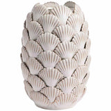M&S Medium Shell Textured Ceramic Vase, White