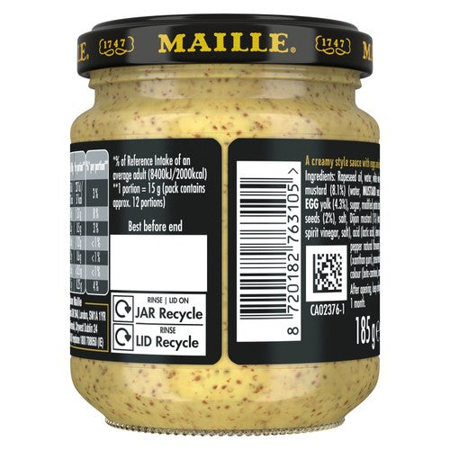 Maille Dijonnaise sauce 185g, imported from the UK