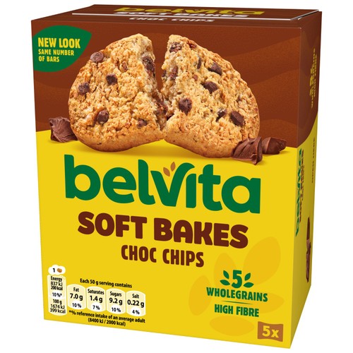 Belvita Choc Chips Soft Bakes breakfast biscuits 5 pack - British product