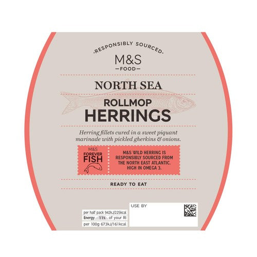 M&S Rollmop Herrings cured in marinade - British product