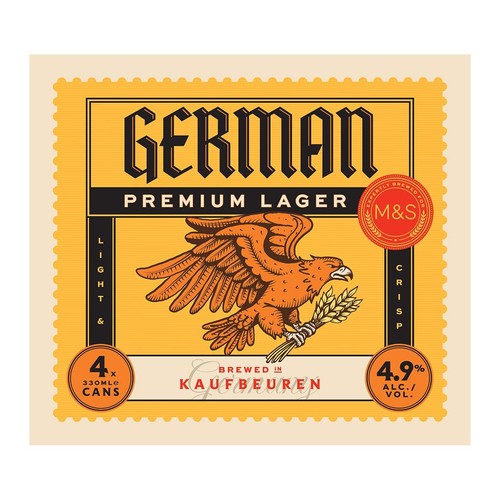 M&S German Lager 4 x 330ml, imported from the UK