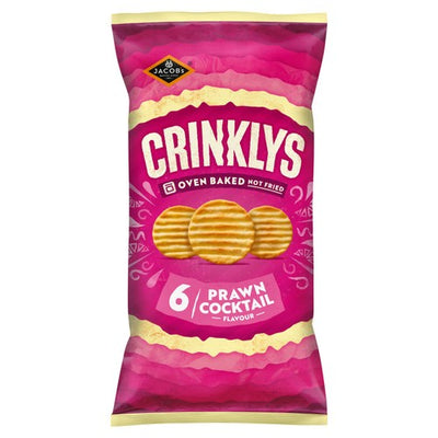 M&S Jacob's Crinklys Prawn Cocktail 30% Less Fat Savoury Biscuits Multipack 6 x 23g- Buy online at McGrocer